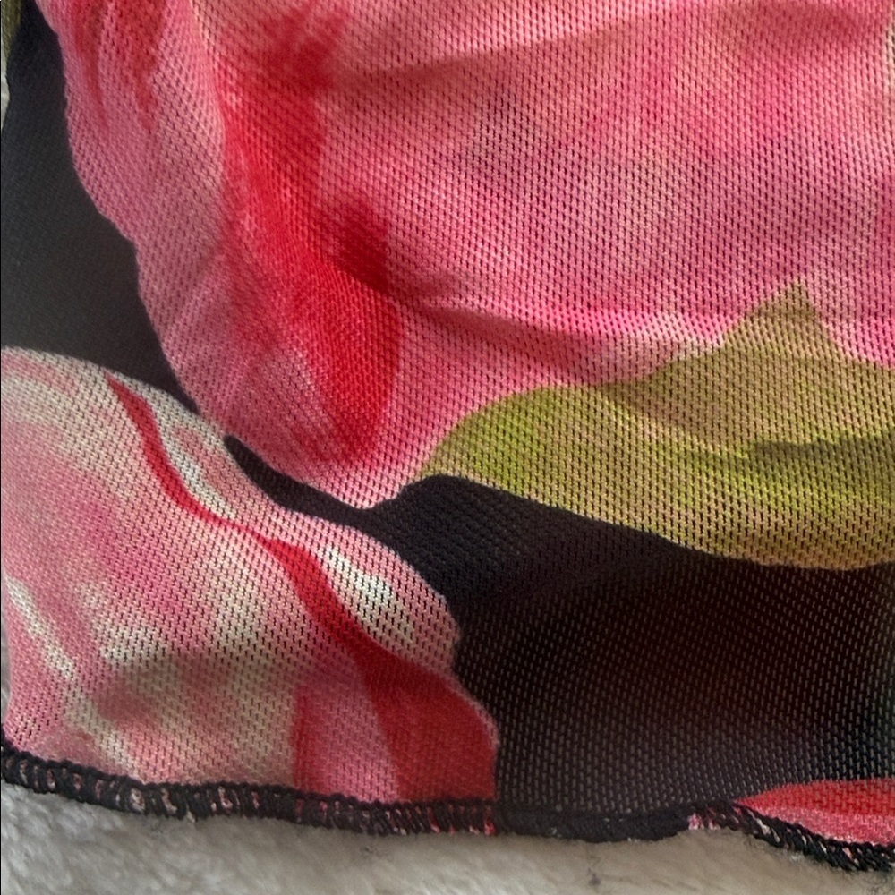 Persaya Black and Pink Floral Print Adjustable Strap Mesh Maxi Dress NWT - Picture 13 of 14